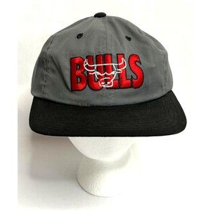 Vintage NBA Chicago Bulls Kick 10 Tribune Gray Black Snapback Hat 1990s Jordan